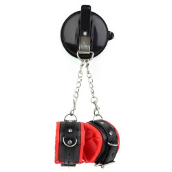 BDSMaster Menottes avec Ventouse Strongcup Rouges